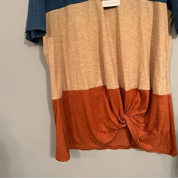 NWT Yidarton Color Block Front Knot Top Plus Size 2X - Picture 3 of 7